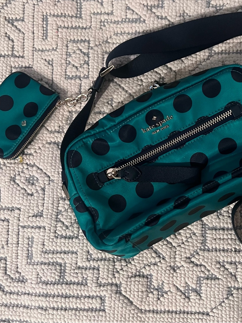 kate spade Teal and Black Polka Dot Crossbody Bag